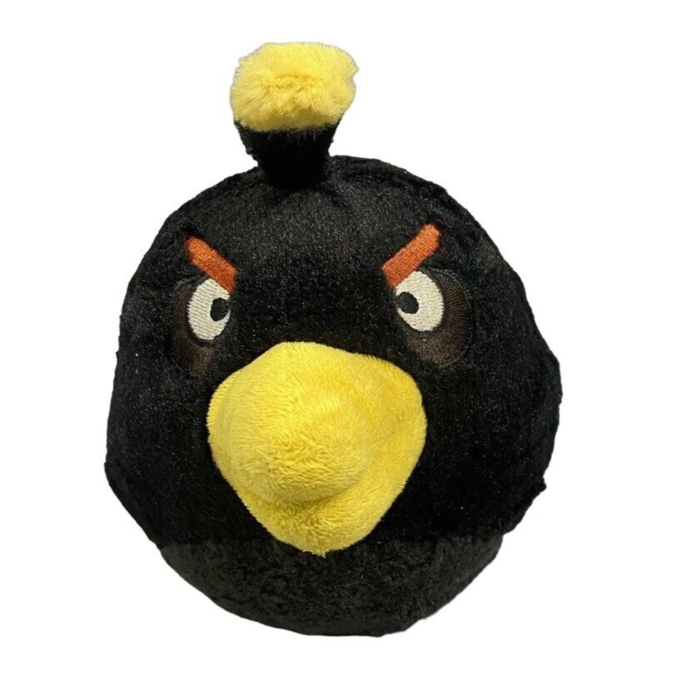 2010 Commonwealth Angry Birds Black Bomb Bird 8" Plush NO Sound Free Ship